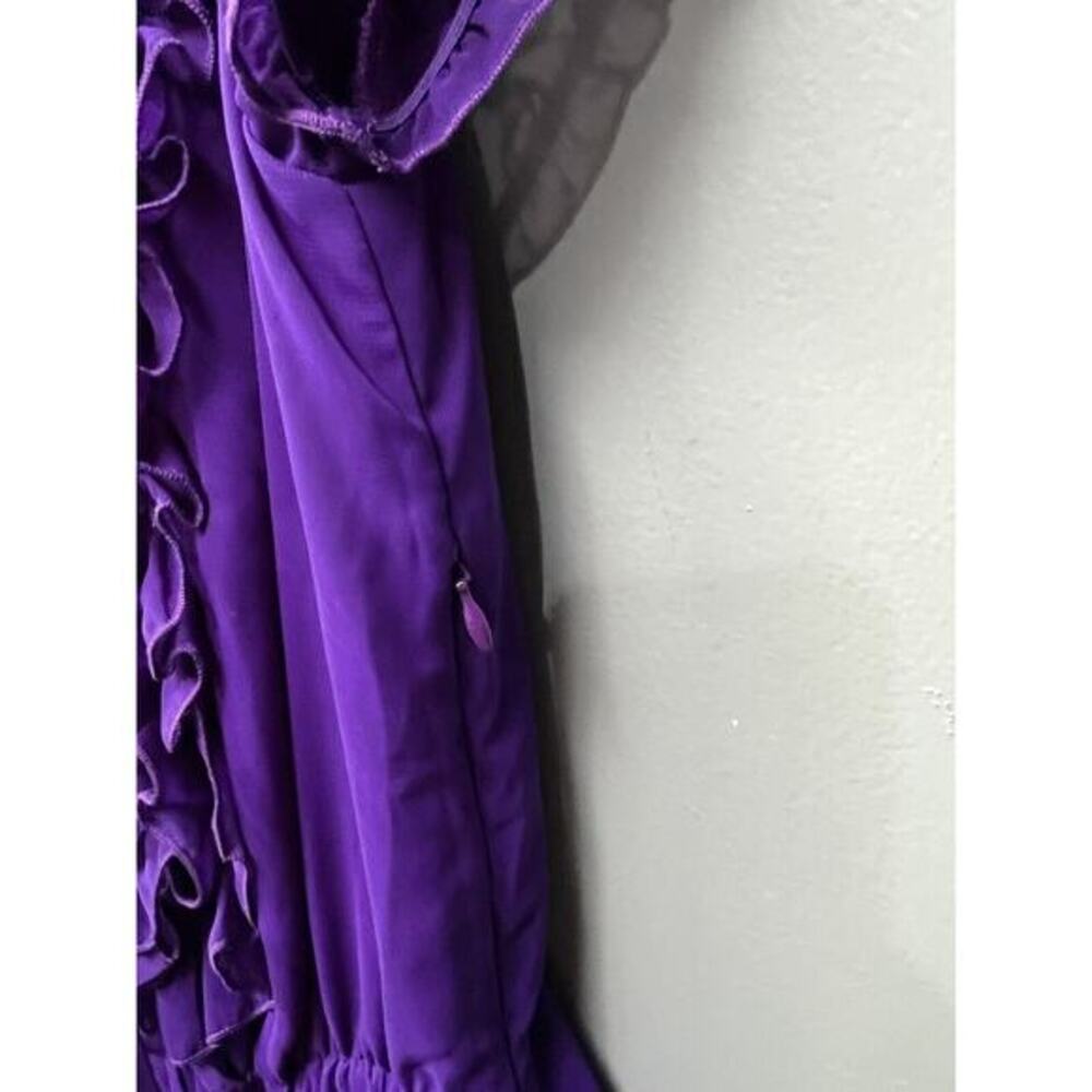 Argenti Dress Women's Size 4‎ Chiffon Ruffle Neck short sleeve Dress Y2K Purple - Picture 6 of 6